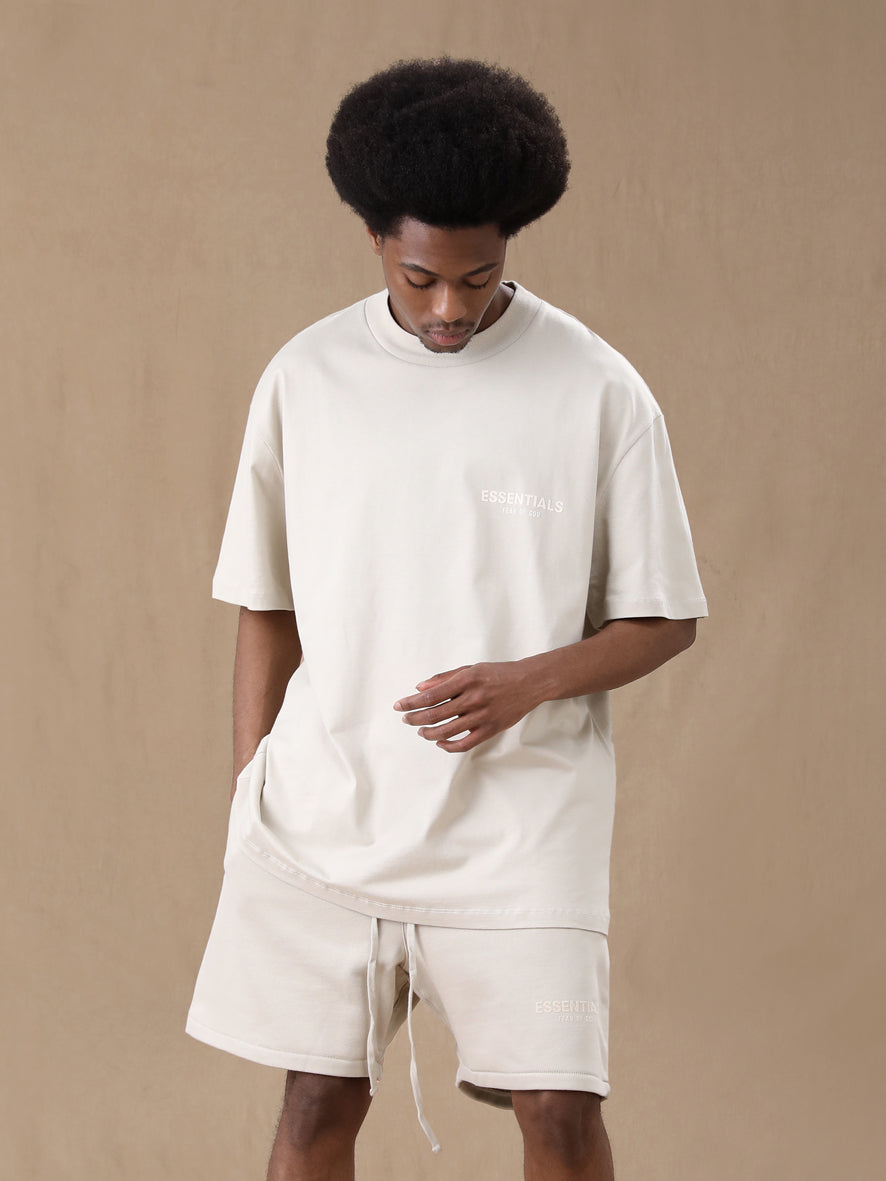 Fear Of God Essentials Letter flocking printed loose round neck pullover short sleeve T-shirt（SS22）