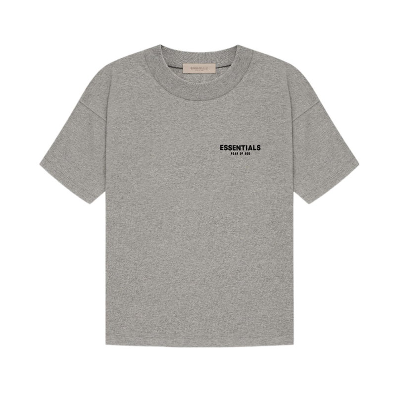 Fear of God Essentials Small letter embroidered velvet print relaxed oatmeal short-sleeved T-shirt（22XJ）