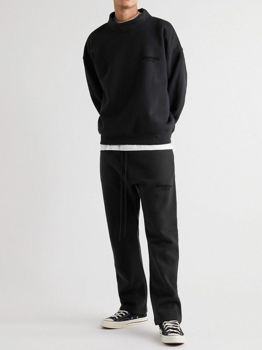 FEAR OF GOD ESSENTIALS - Straight-Leg Logo-Flocked Cotton-Blend Jersey Sweatpants