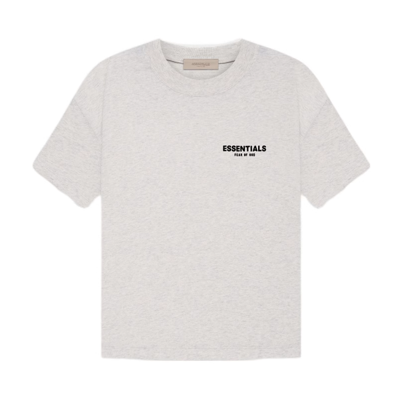 Fear of God Essentials Small letter embroidered velvet print relaxed oatmeal short-sleeved T-shirt（22XJ）